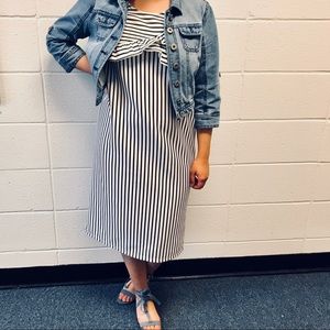 Midi Stripped Short Sleeve Dress